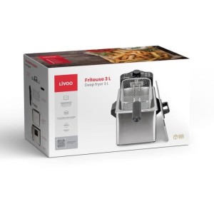 Friteuse 3 L - LIVOO - DOC216 - 2000W - 3L - Cuve amovible en acier inoxydable - Panier a friture amovible - Thermostat réglabl