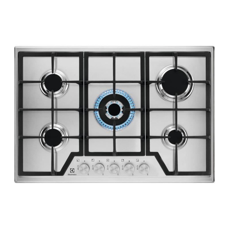ELECTROLUX KGS7536SX - Built-in gas hob - 5 burners - L 75 x D52cm - Stainless steel - Cast iron grids