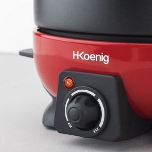 Appareil a fondue HKoeNIG - ALP1800 - Jusqu'a 6 personnes - Capacité 2L - Thermostat réglable jusqu'a 190°C - 800W - Rouge/No