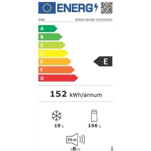 Kühlschrank - BEKO - BSSA210K4SN - 1 Tür - Integrierbar - 175 L (156 L + 19 L) - Breite 54 cm - Statische Kälte - Klasse E