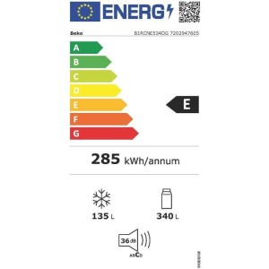 Réfrigérateur combiné - BEKO série b100 - B1RCNE534DG - 2 portes - Distributeur d'eau - 475 L - 70 x 74,5 x 187 cm - Gris Ma