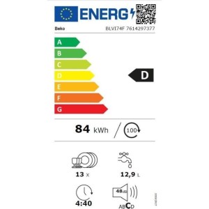 Vollintegrierter Geschirrspüler – BEKO – BLVI74F – 13 Maßgedecke – 48 dB(A) – 60 cm – Weiß