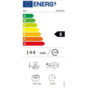 BEKO D3H28E93S Eco Sense Wärmepumpen-Wäschetrockner – 8 kg – 60 cm ...