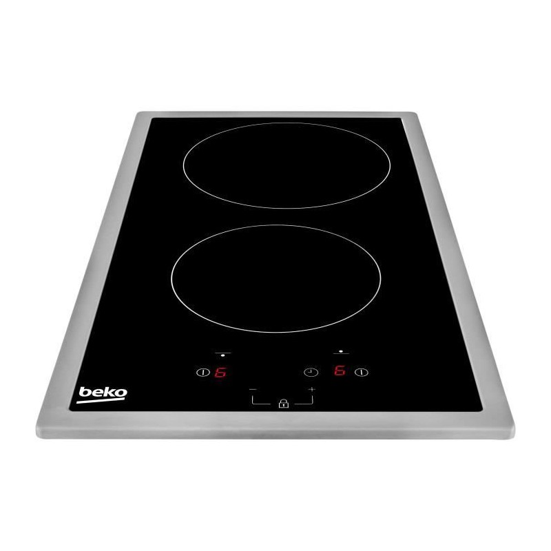 Table de cuisson BEKO HDMC32400TX - 2 foyers vitrocéramique - Commandes tactiles - Noir - Minuterie intégrée