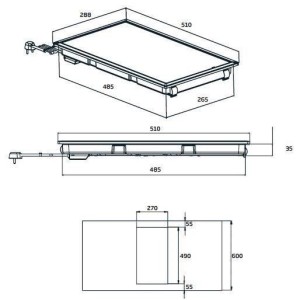 BEKO HDMC32400TX - Ceramic glass hob - 2 zones - 3000W - L28.8 x D57cm - Glass coating - Black