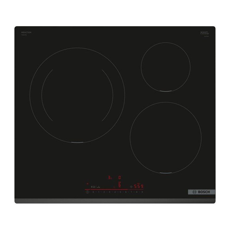 Table induction BOSCH - 3 foyers - L59 x P52 cm - PIJ631HB1E