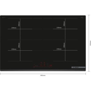 Induction cooktop - BOSCH - 4 burners - 52.2 x 80.2 x 5.1 cm - PXY83KHC1E - Black
