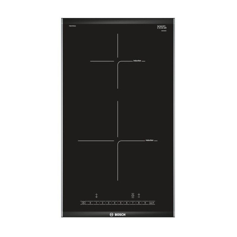 Table de cuisson vitrocéramique BOSCH PIB375FB1E - 2 foyers induction - QuickStart - Sécurité enfants