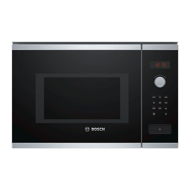 Micro-onde 38 cm - BOSCH Série 4 BFL553MS0 - Inox - H38,2 x L59,4 x P38,8 cm - 900 W - Cleaning Assistance - Display rouge