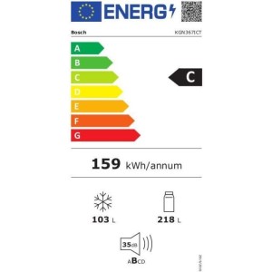Réfrigérateur combiné BOSCH KGN367ICT SER4 - Classe C - Capacité 321L - H186 x L60 x P66,50 cm - Inox
