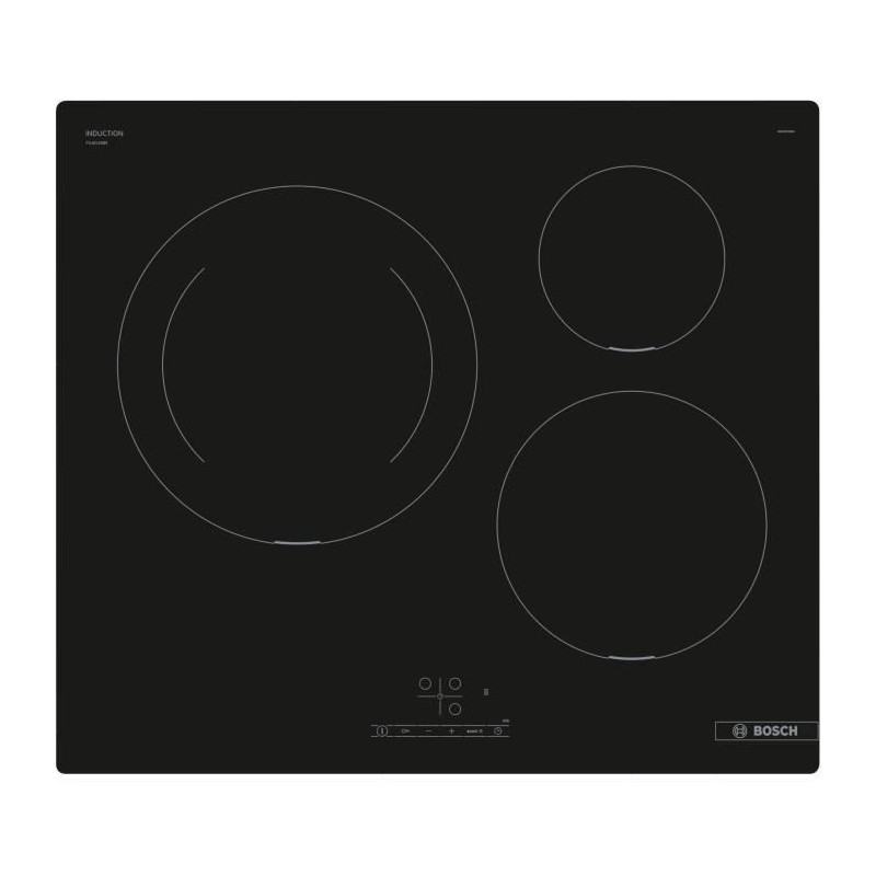 Table induction 60cm - BOSCH PUJ611BB5E SER4 Noir - 3 foyers - L592xP522 mm