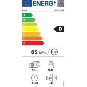 BOSCH SMS2HVI02E SER2 freistehender Geschirrspüler - 14 Maßgedecke - Induktion - L60cm - 46 dB - Besteckschublade - Edelstahl