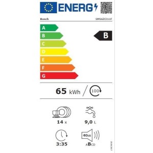 Lave-vaisselle pose libre BOSCH SMS6ZCI11F SER6 - 14 couverts - Induction - L60cm - 40 dB - Classe B - tiroir a couverts - Acier