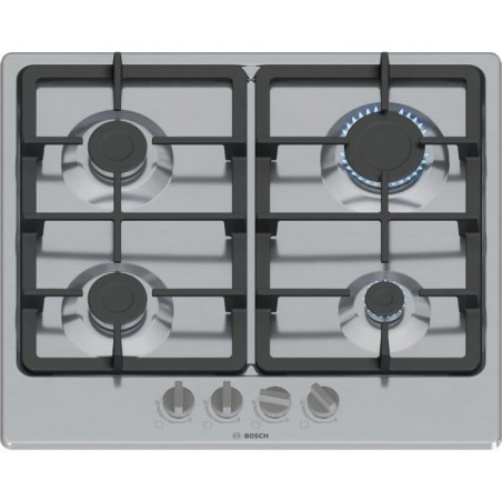 Table de cuisson a gaz - BOSCH Série 4 - 4 foyers - 52 x 58,2 x 4,5 cm - PGP6B5K90 - Inox