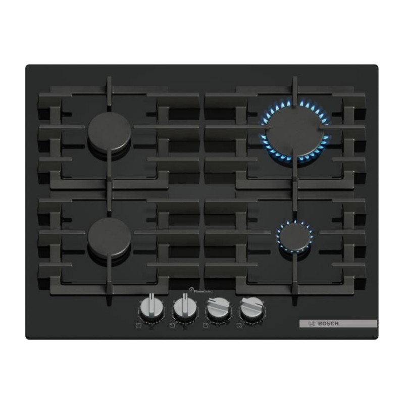 Table de cuisson a gaz - BOSCH Série 6 - 4 foyers - 52 x 59 x 4,5 cm - PPP6A6I40 - Noir