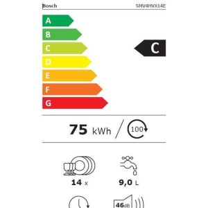 Lave-vaisselle tout encastrable BOSCH SMV4HVX14E SER4 - 14 couverts - 46 dB - Classe C - tiroir a couverts - 6 programmes