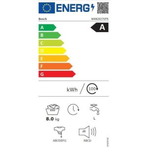Lave-linge hublot BOSCH WAN2827UFR SER4 - 8 kg - Induction - L60cm - 1400 trs/min - Classe A - Vapeur - Blanc