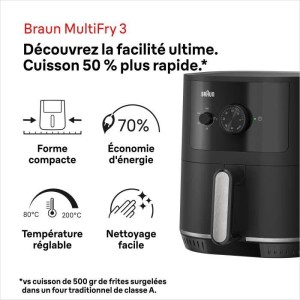 Heißluftfritteuse - BRAUN - MultiFry 3 - 1500 W - 4,3 l - Schwarz
