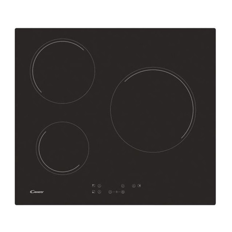Vitroceramic hob -Candy - 3 foci - L 60 cm - CH63CT -NOIR