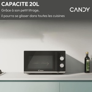 Micro-ondes CANDY Moderna CMW20TNMB 700 W 20L Noir - Fonction Décongélation - Plateau Tournant en Verre - 6 Niveaux de Puissan