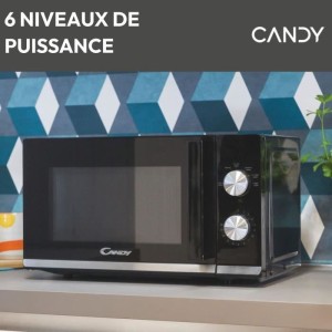 Micro-ondes CANDY Moderna CMW20TNMB 700 W 20L Noir - Fonction Décongélation - Plateau Tournant en Verre - 6 Niveaux de Puissan