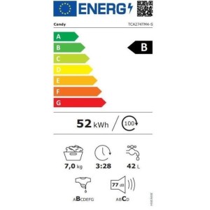 Lave-linge top CANDY TCA274TM4-S ProWash 300 - 7 kg - 1200 trs/min - Induction - Classe B - Blanc