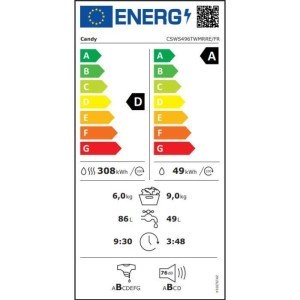 CANDY CSWS496TWMRRE/FR Waschtrockner – 9/6 kg – Induktion – 1400 U/...