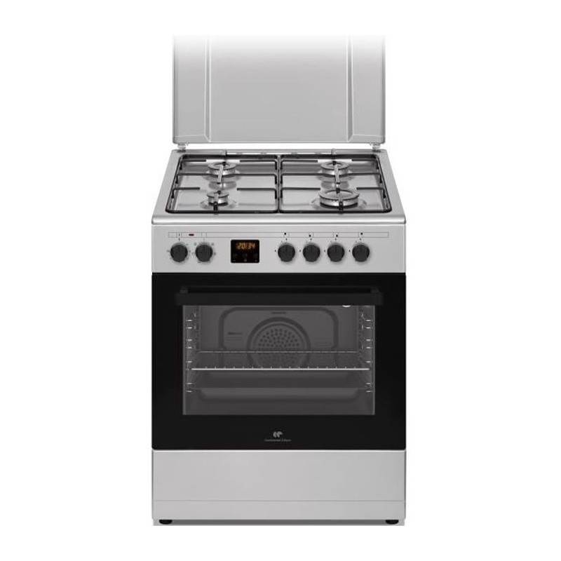Cuisiniere gaz CONTINENTAL EDISON CECG60FCS1 - 4 feux - L59,8 x P61 xH83cm- Silver