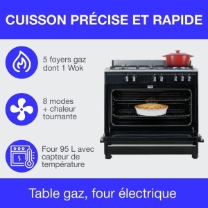 Cuisiniere piano four multifonctions catalyse - CONTINENTAL EDISON - CECP9060BDD- 95 L - Affichage digital - L90 x H 85 cm - Noi