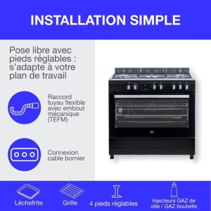 Cuisiniere piano four multifonctions catalyse - CONTINENTAL EDISON - CECP9060BDD- 95 L - Affichage digital - L90 x H 85 cm - Noi