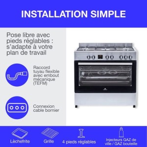 Cuisiniere piano four multifonctions catalyse - CONTINENTAL EDISON - CECP9060IXDD - 95 L - Affichage digital - L90 x H 85 cm - I