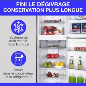 Réfrigérateur congélateur haut CONTINENTAL EDISON - 247L - Total No Frost(Sans givre) - Noir - L54,5 cm x H167 cm