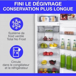 Kühlschrank mit Gefrierfach oben – 247 l – Total No Frost – Weiß – L54,5 cm x H167 cm