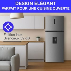 Kühlschrank hoch freien Gefrierschrank - Continental Edison - 413L - Gesamt ohne Frost - Edelstahl - L70 cm x H 178 cm
