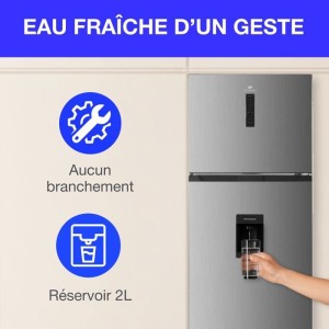 Kühlschrank hoch freien Gefrierschrank - Continental Edison - 413L - Gesamt ohne Frost - Edelstahl - L70 cm x H 178 cm