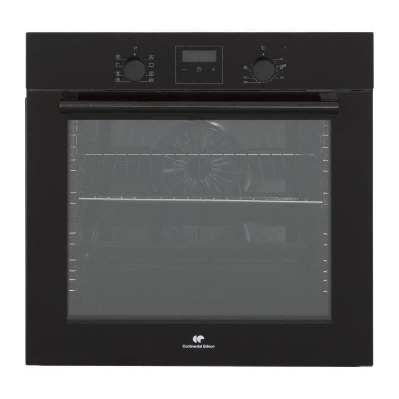 Four encastrable nettoyage catalyse - chaleur pulsée CONTINENTAL EDISON F80CBP Noir programmateur digital - 59,5 x 59,5 x 56,6