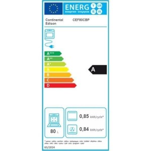 Four encastrable nettoyage catalyse - chaleur pulsée CONTINENTAL EDISON F80CBP Noir programmateur digital - 59,5 x 59,5 x 56,6
