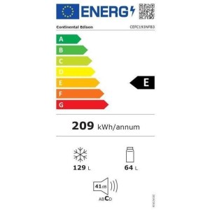 Kühl-/Gefrierkombination unten – CONTINENTAL EDISON – CEFC193NFB3 – Energieeffizienzklasse E – 193 l – 48 x 57,5 x 15