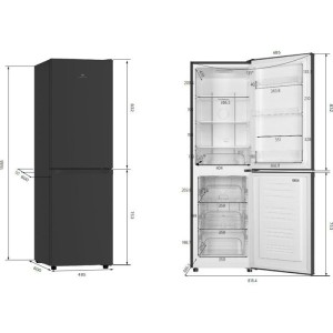 Réfrigérateur congélateur bas - CONTINENTAL EDISON - CEFC193NFB3 - Classe E - 193 L - 48,5 x 60 x 158,5 cm - Noir