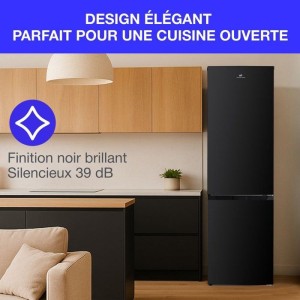 CONTINENTAL EDISON Kühlschrank mit Tiefkühlfach – 253 l – Total No Frost – Schwarz