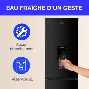Réfrigérateur congélateur bas 251L - CONTINENTAL EDISON - Total No Frost(Sans givre) - Noir - Classe D - L 55 cm x H 180 cm