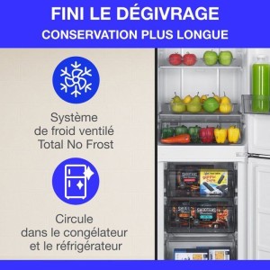 CONTINENTAL EDISON Kühlschrank mit Tiefkühlfach – 253 l – Total No Frost – Schwarz