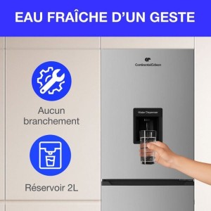Réfrigérateur congélateur bas CONTINENTAL EDISON - 251L -Total No Frost(Sans givre) - Inox - L 54 cm x H 180 cm