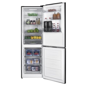 CONTINENTAL EDISON CEFC323NFB Kombi-Kühlschrank – 323 l – Total No Frost – Anzeige an der Tür – Klasse D – Schwarz
