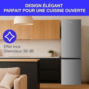 Réfrigérateur congélateur bas CONTINENTAL EDISON CEFC251NFS - Sans givre (congélateur et réfrigérateur) - 253L - Classe E
