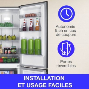 CONTINENTAL EDISON CEFC251NFS Kühlschrank mit Tiefkühlfach – Total No Frost – 253L – Klasse E – Edelstahl