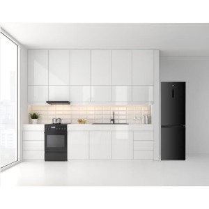 CONTINENTAL EDISON CEFC323NFB Kombi-Kühlschrank – 323 l – Total No Frost – Anzeige an der Tür – Klasse D – Schwarz