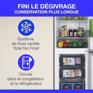 CONTINENTAL EDISON CEFC251NFS Kühlschrank mit Tiefkühlfach – Total No Frost – 253L – Klasse E – Edelstahl