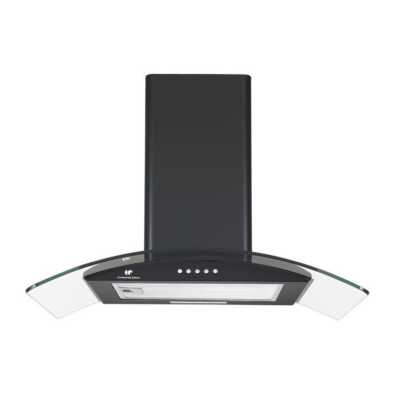 Hotte décorative - CONTINENTAL EDISON - CEH60GB2 - Classe A - 60 x 47 x 50,84 cm - Noir / Verre
