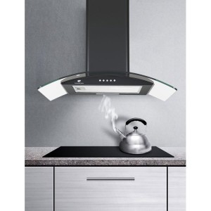 Hotte décorative - CONTINENTAL EDISON - CEH60GB2 - Classe A - 60 x 47 x 50,84 cm - Noir / Verre